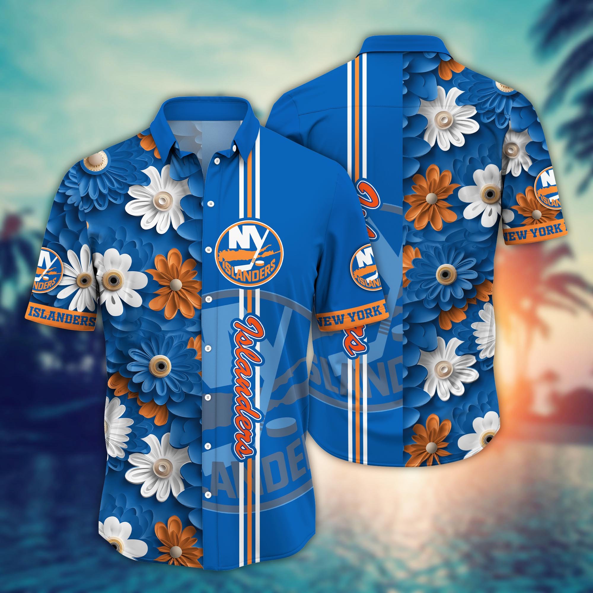 New York Islanders Flower Hawaii Shirt And Tshirt For Fans, Summer Football Shirts NA49574